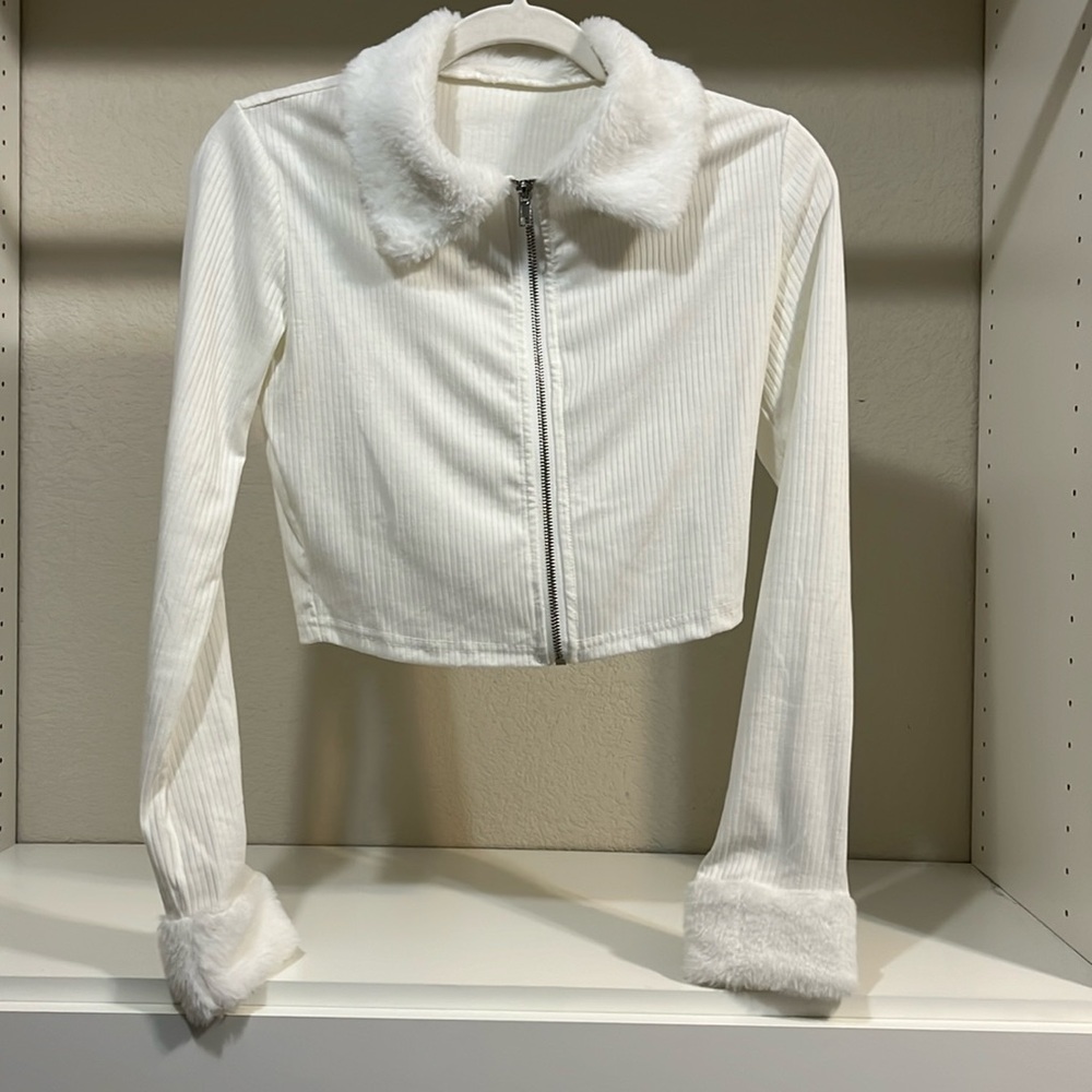 Lightweight White Zip-Up